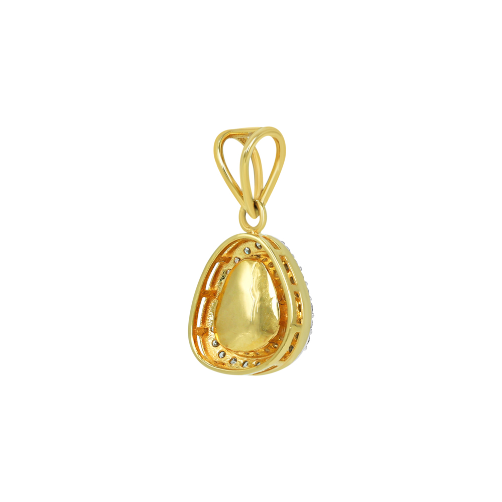 Minimalist Polki Pendant with Diamond Halo